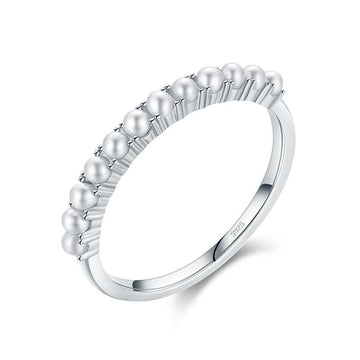 Charming 925 Silver Gold Round Elegant Small Pearl Rings For Anniversary - The Jewellery Supermarket